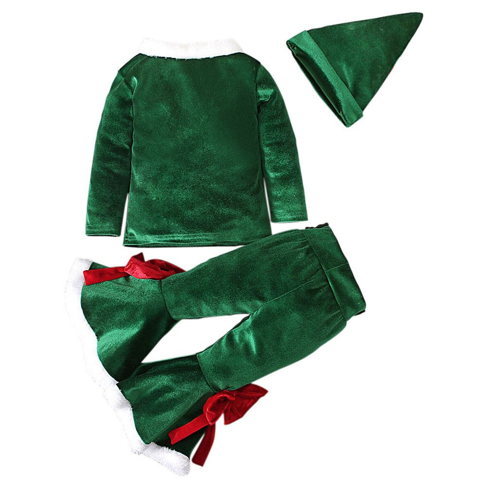 Highland Toddler Girl Christmas Elk Costume - Green - 4 Pcs
