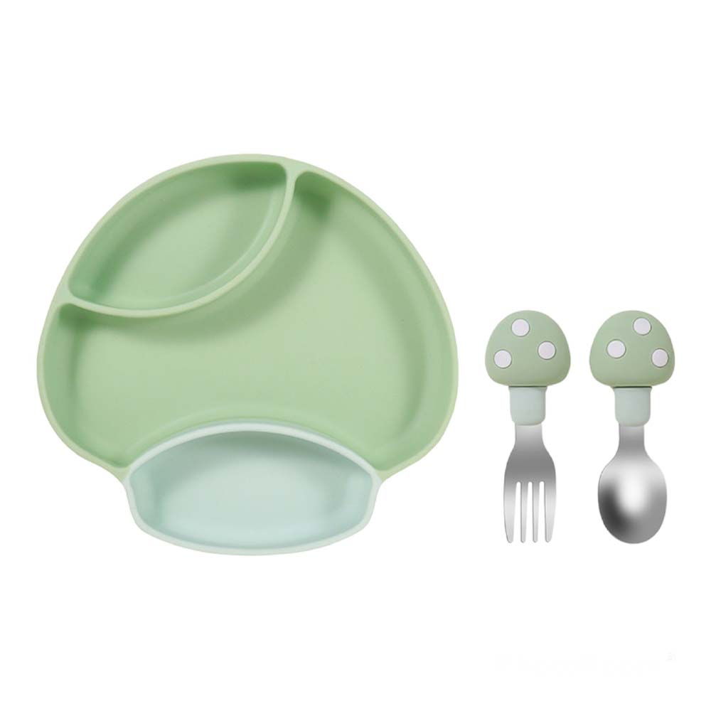Highland Silicone Baby Plate & Utensils Feeding Set - Green