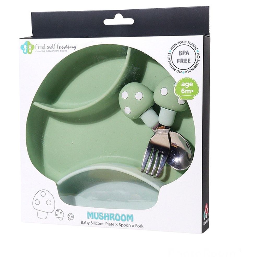 Highland Silicone Baby Plate & Utensils Feeding Set - Green