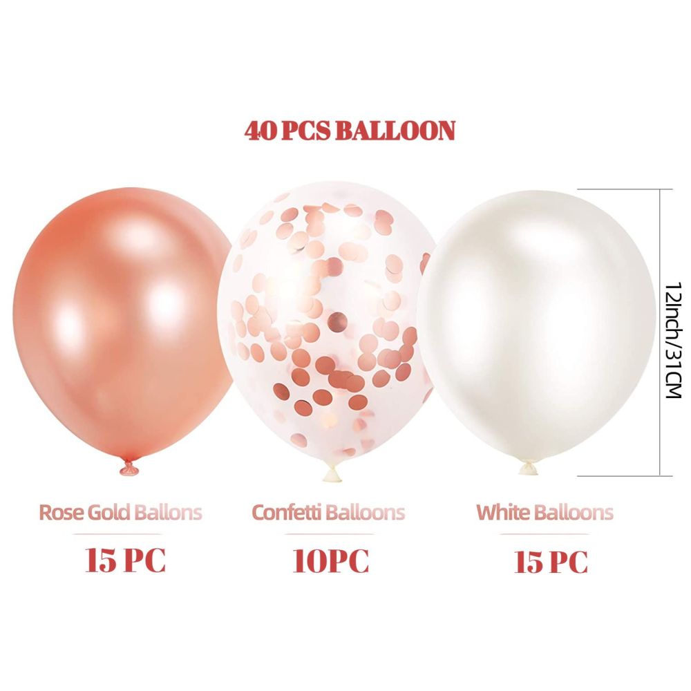Highland - Rose Gold and White Balloons 40pcs