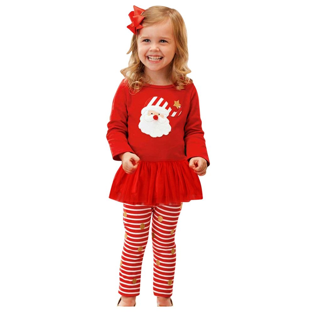 Highland Baby Girl Santa Claus Christmas Costume - Red - 2 Pcs