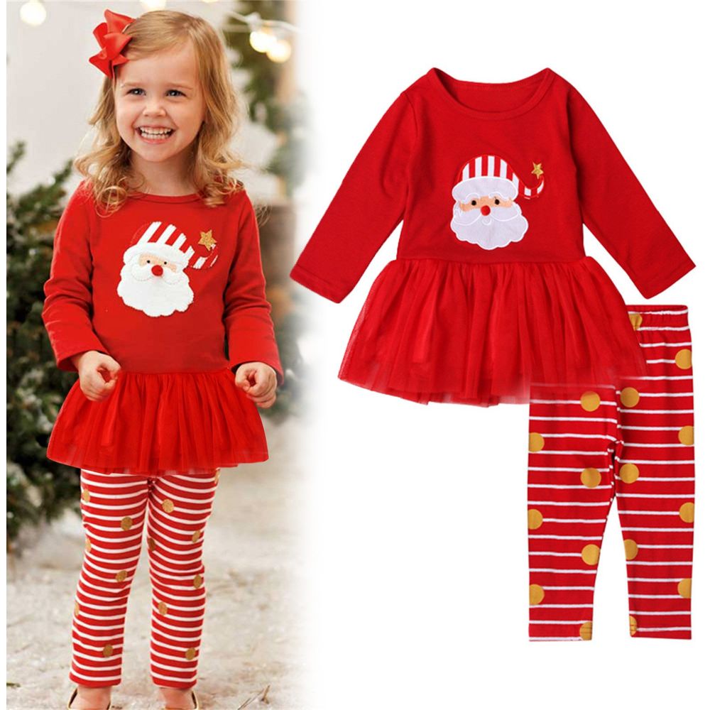 Highland Baby Girl Santa Claus Christmas Costume - Red - 2 Pcs