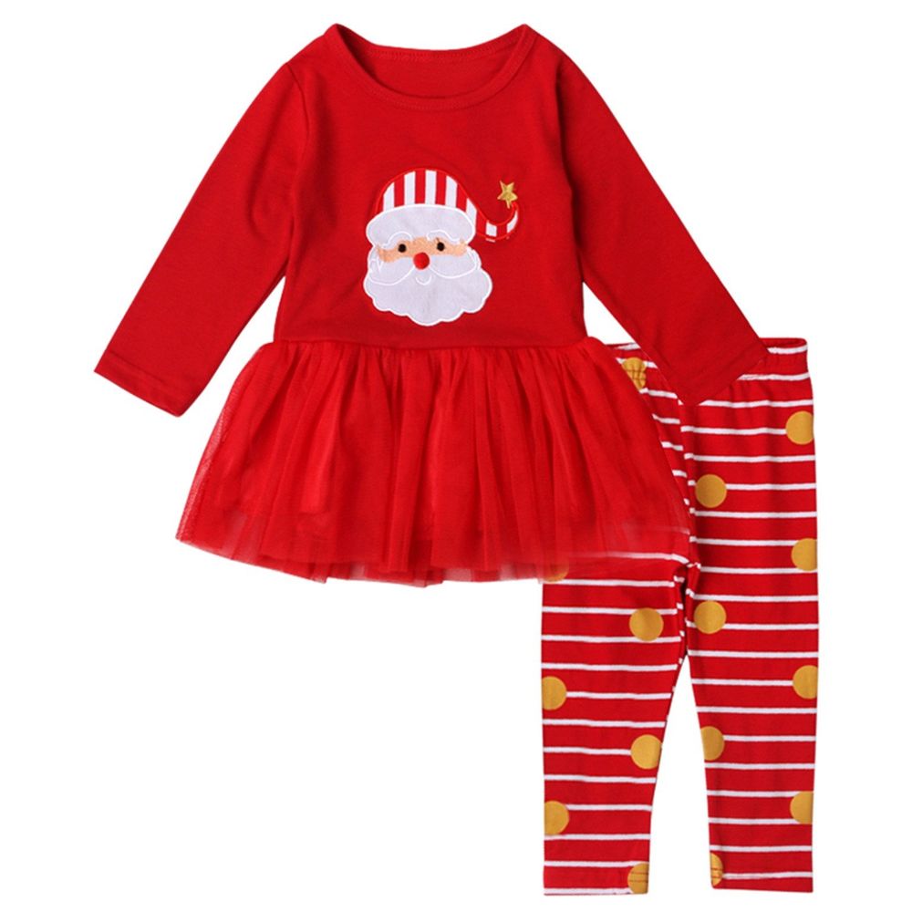 Highland Baby Girl Santa Claus Christmas Costume - Red - 2 Pcs