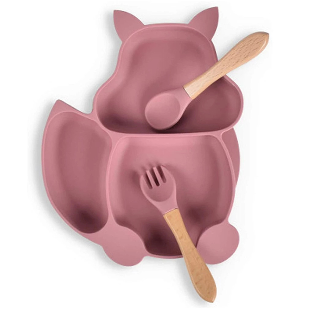 Highland - Squirrel Silicon Baby Plate & Utensil Feeding Set