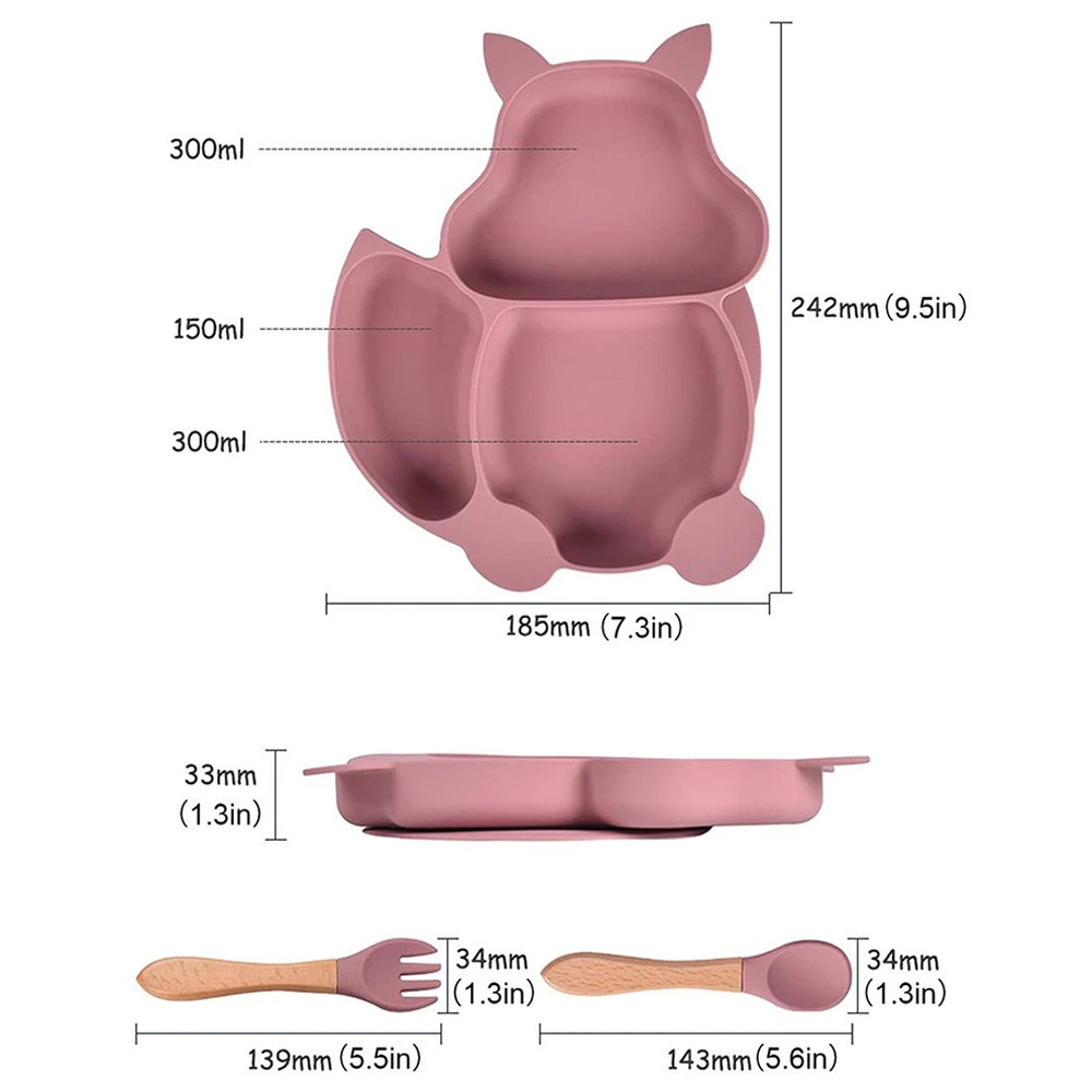 Highland - Squirrel Silicon Baby Plate & Utensil Feeding Set