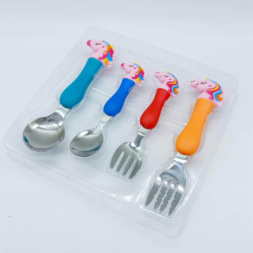 Highland Unicorn Theme Kid's Cutlery Set - 4pcs