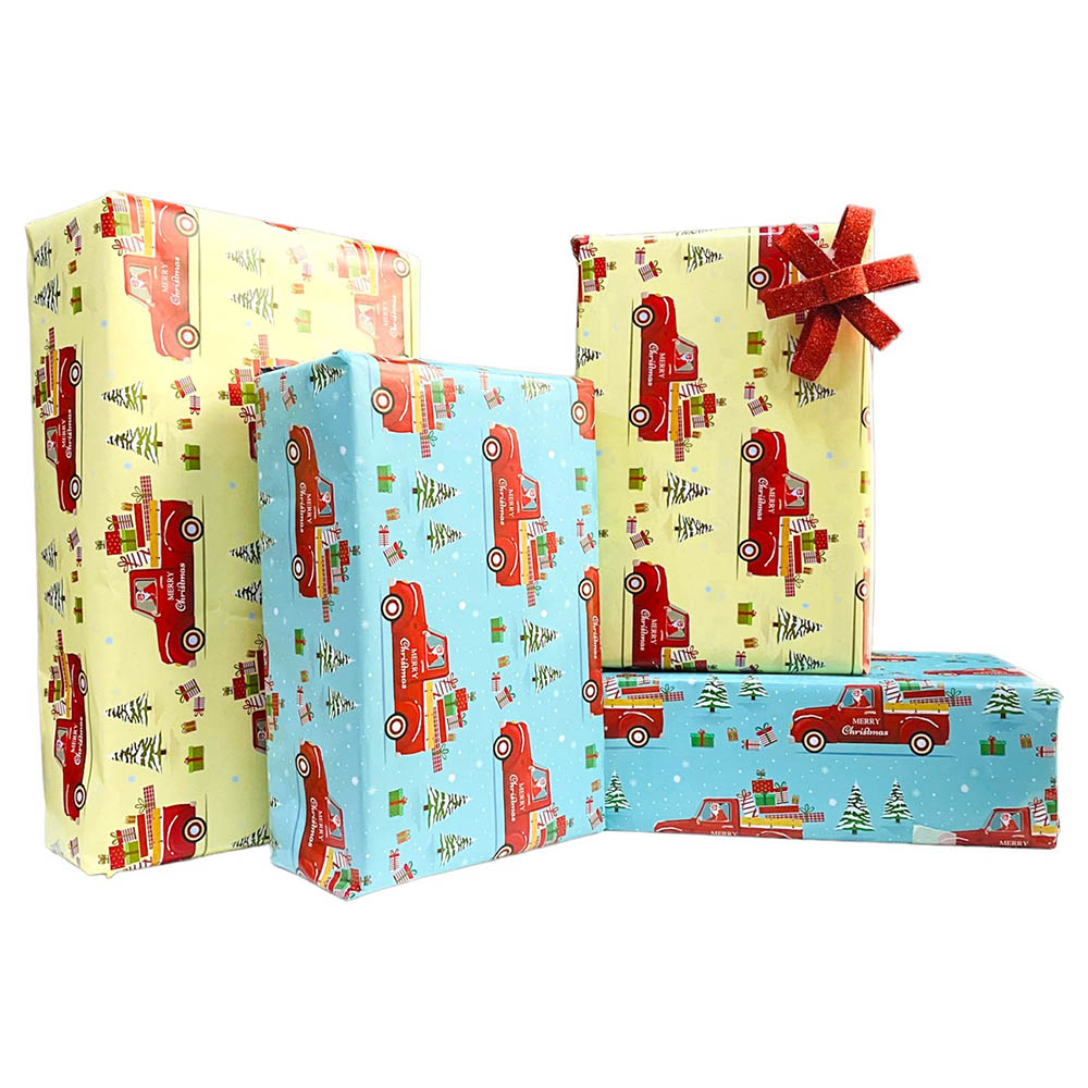Highland - Christmas Gift Wrapping Paper - 4pc - Blue/Yellow