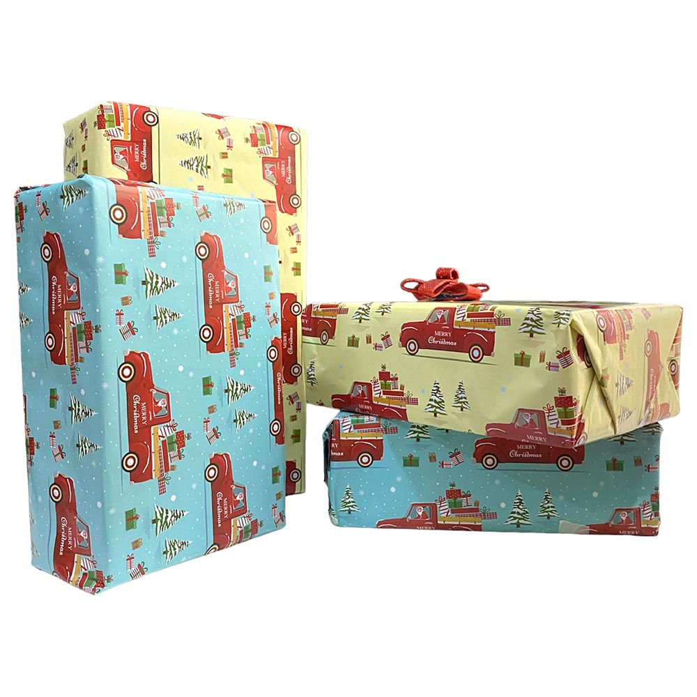 Highland - Christmas Gift Wrapping Paper - 4pc - Blue/Yellow