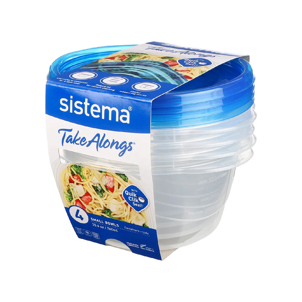 Sistema - Takealongs Square Bowls - Pack of 4 - Blue
