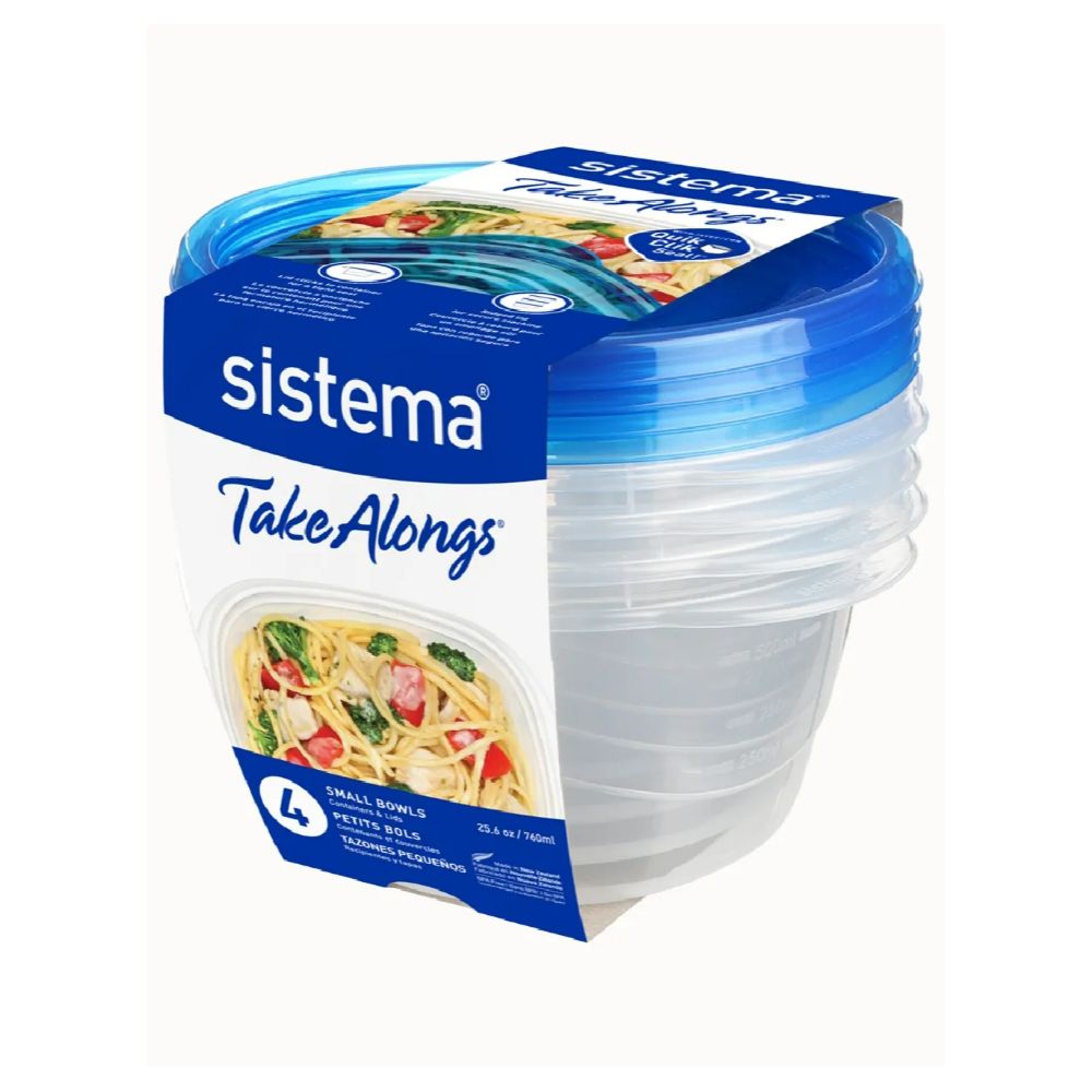 Sistema - Takealongs Square Bowls - Pack of 4 - Blue