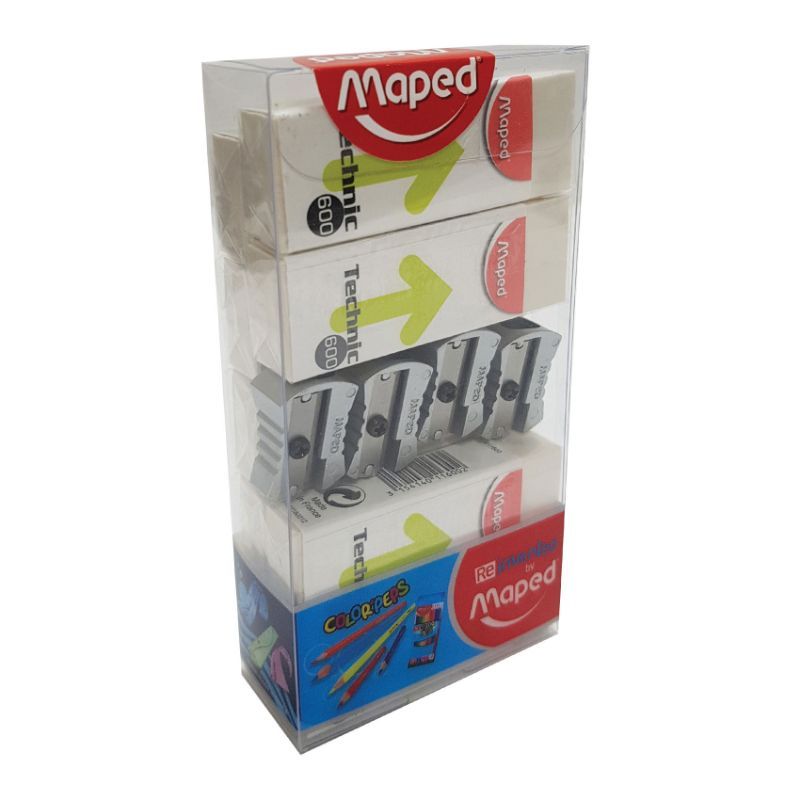 Maped - 4pcs Eraser with 4pcs Metal Sharpeners