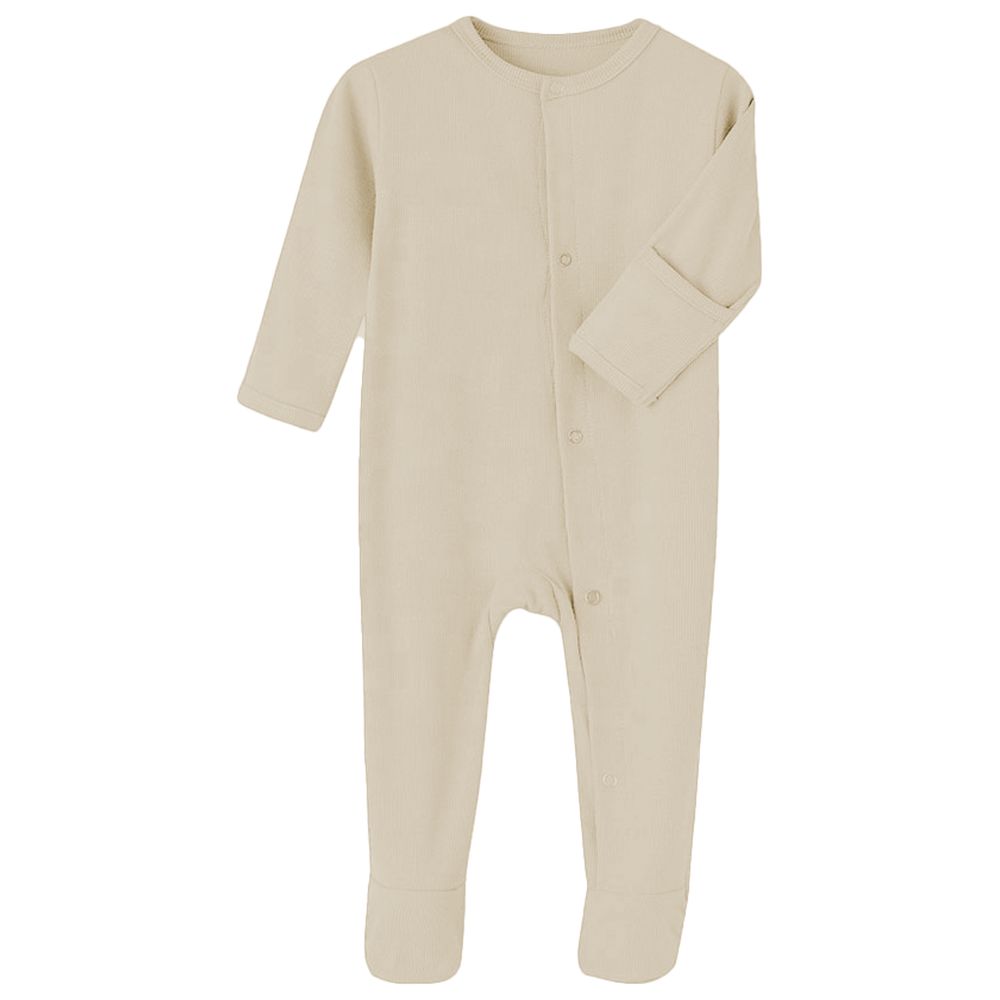 Tiny Toes 100% Cotton Essential Baby Sleepsuit - Beige