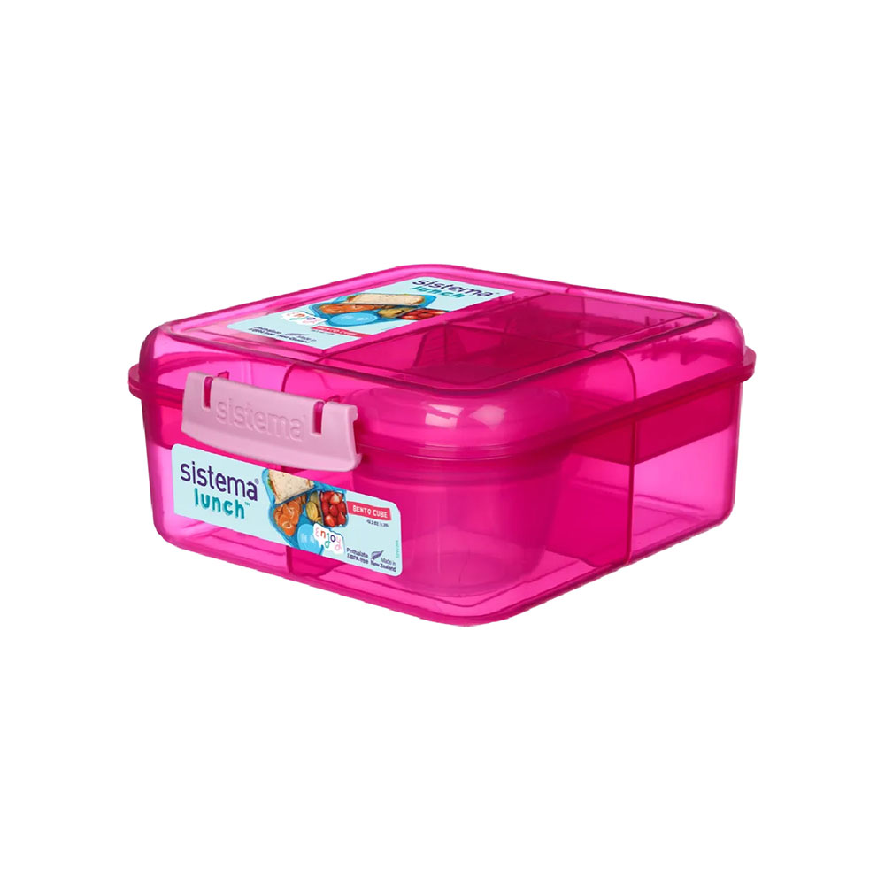 Sistema - Bento Cube Lunch Box - 2 Compartment - 1.25L - Pink