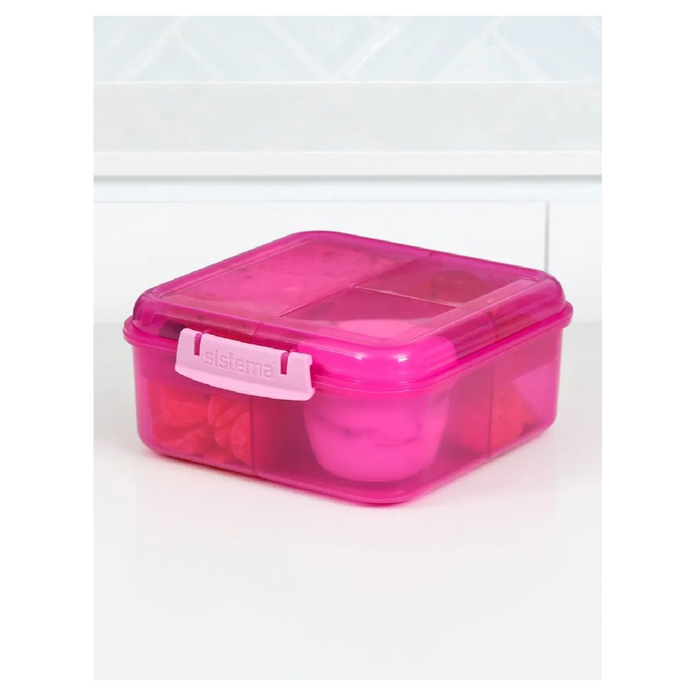 Sistema - Bento Cube Lunch Box - 2 Compartment - 1.25L - Pink