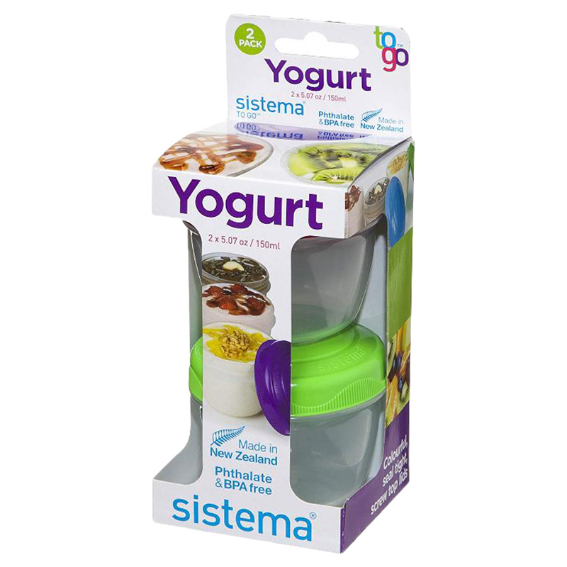 Sistema - Yogurt To Go Containers - Pack Of 2 - 150ml - Color May Vary