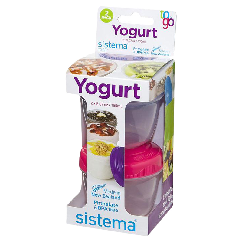 Sistema - Yogurt To Go Containers - Pack Of 2 - 150ml - Color May Vary