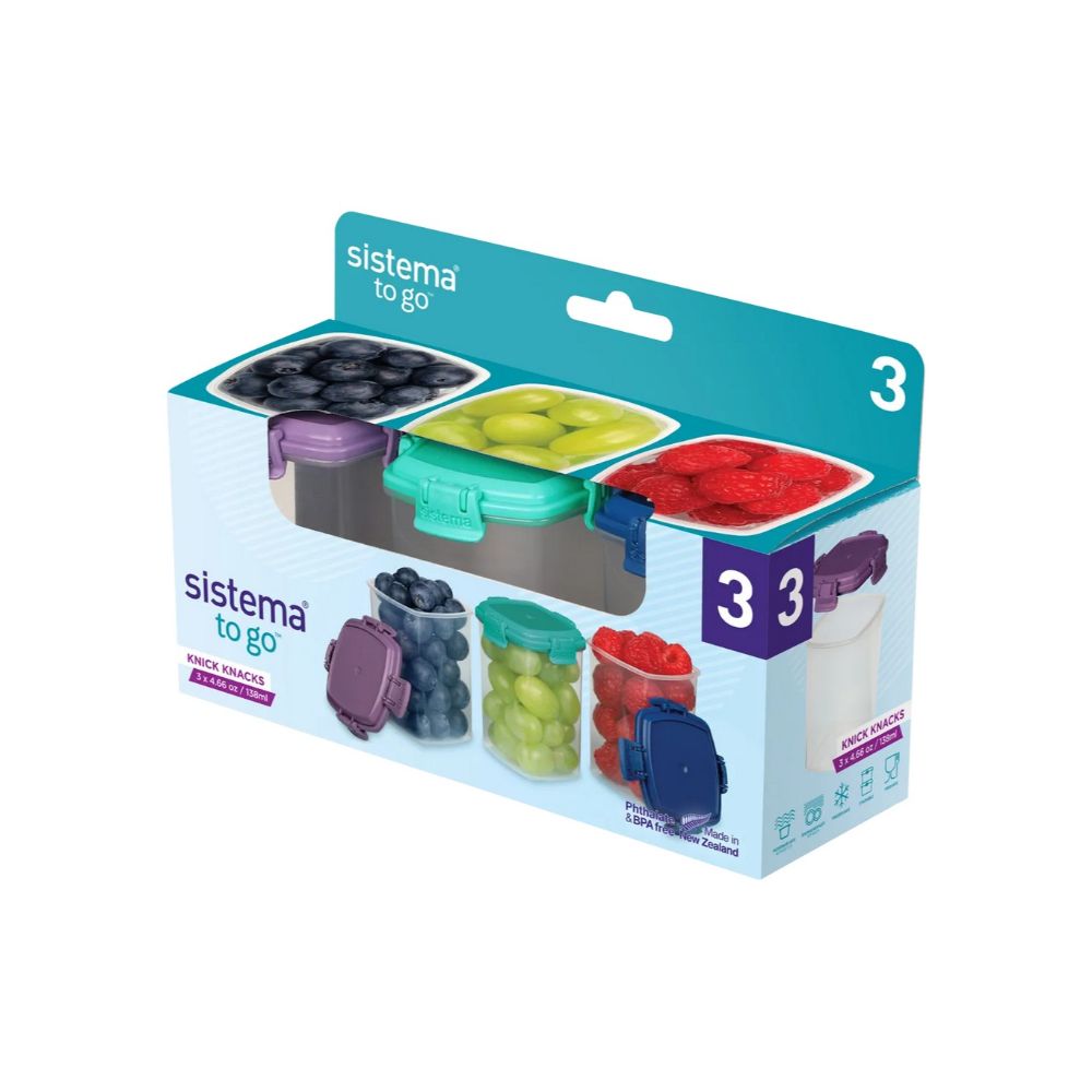 Sistema - Knick Knack To Go Containers - 3Pcs - 138ml - Color May Vary