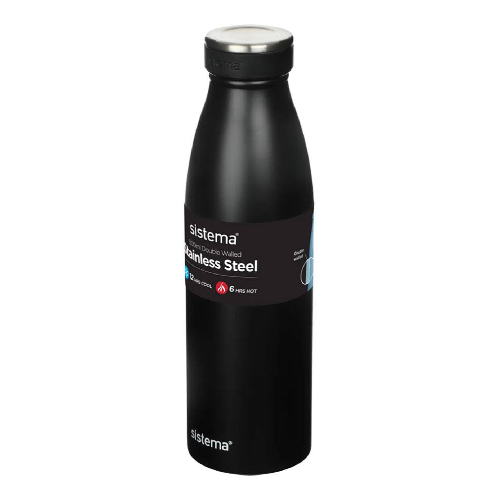 Sistema Stainless Steel Bottle - Black - 500ml