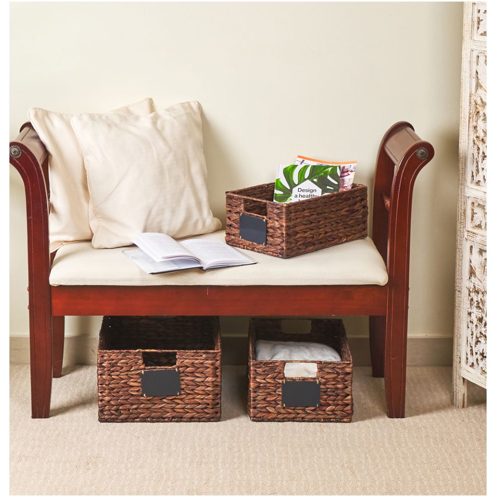 Homesmiths - Mocha Water Hyacinth Bin With Handle - Large