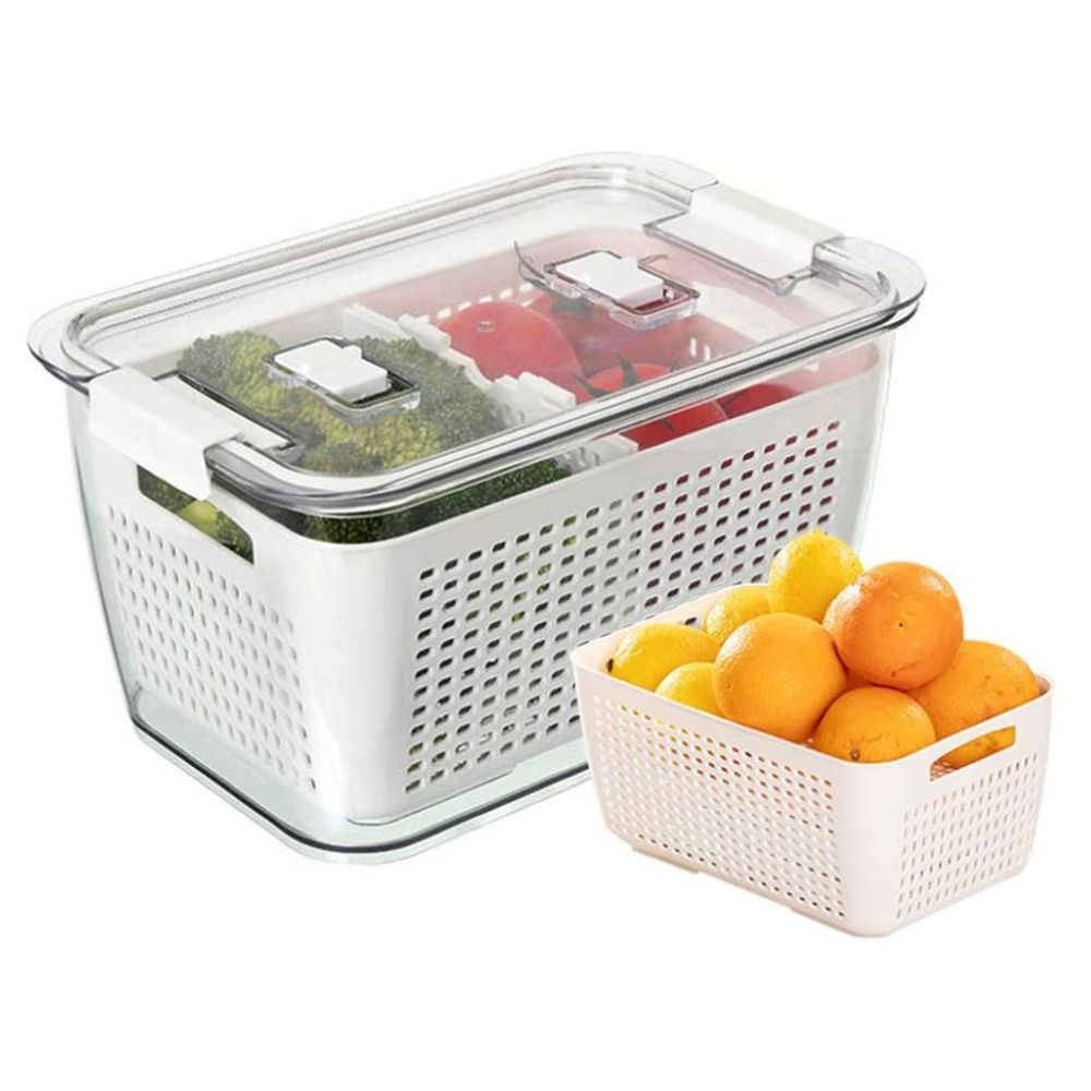 Homesmiths - Fridge Storage Container With Fruit Basket - L