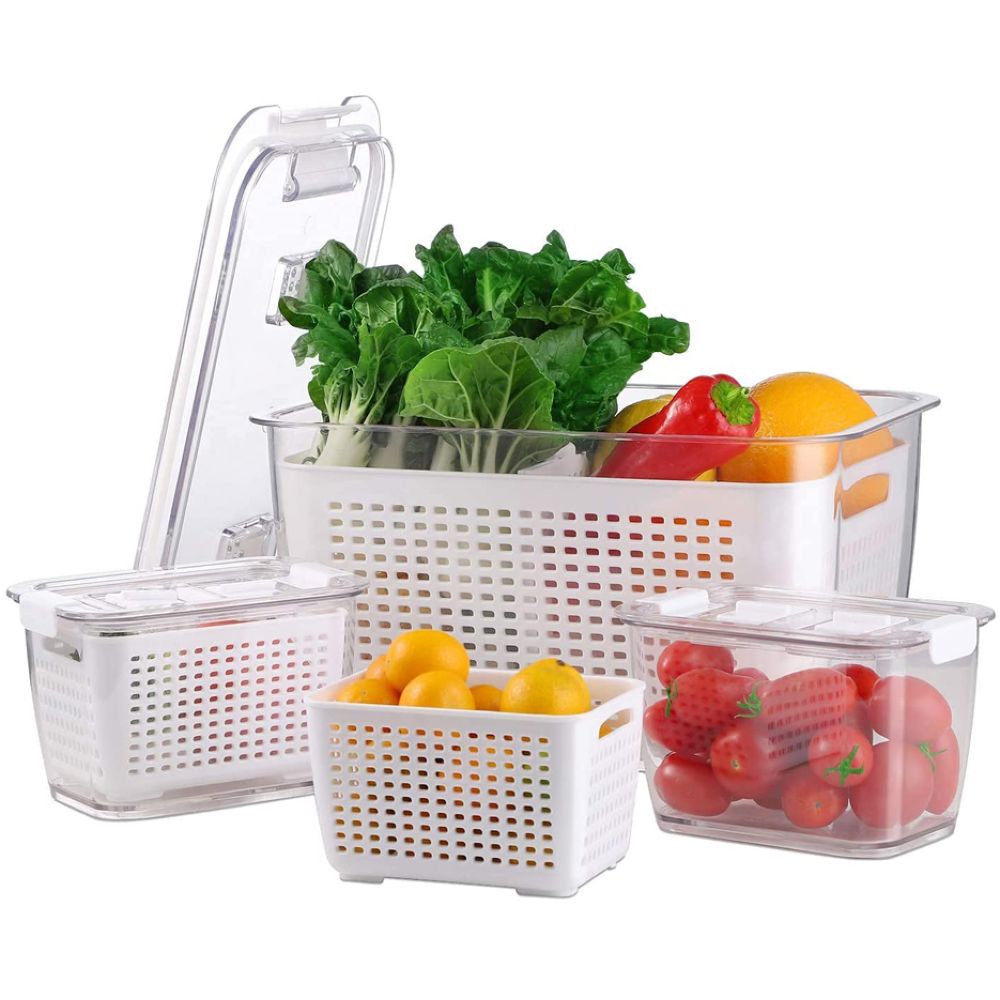 Homesmiths - Fridge Storage Container With Fruit Basket - L