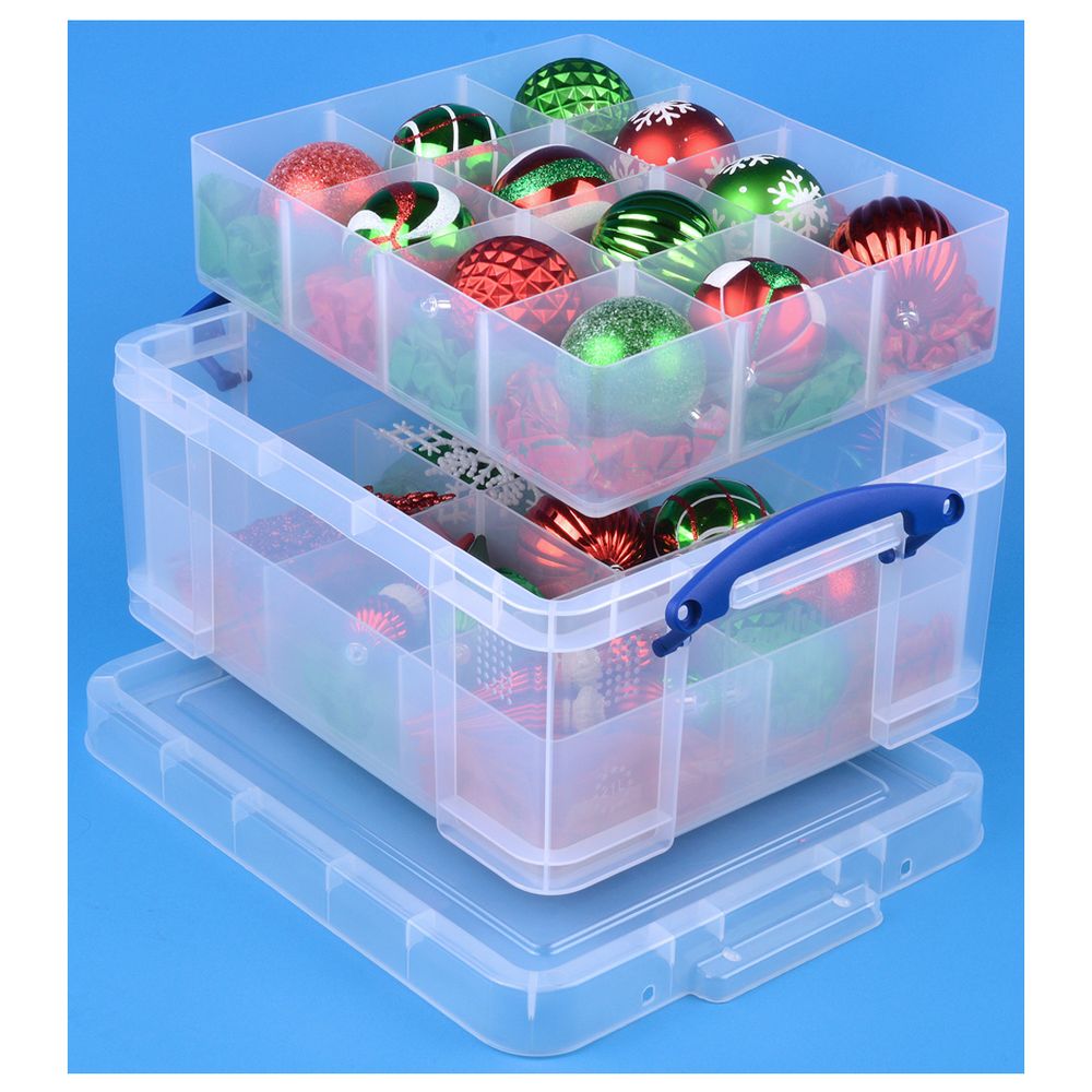 Really Useful Box - Plastic Box & 2 Trays 21L - Clear