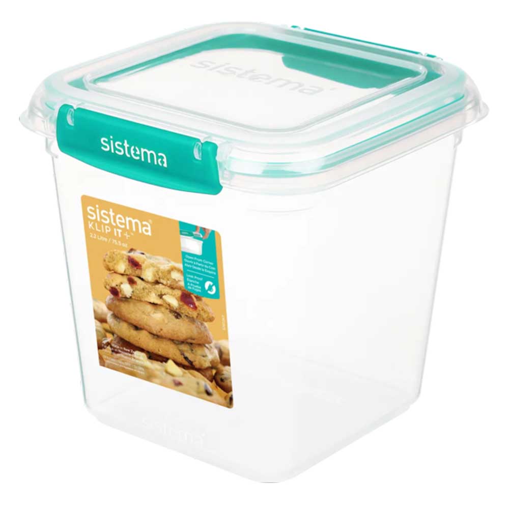 Sistema - Square Klip It Plus Container - 2.2L - Minty Teal