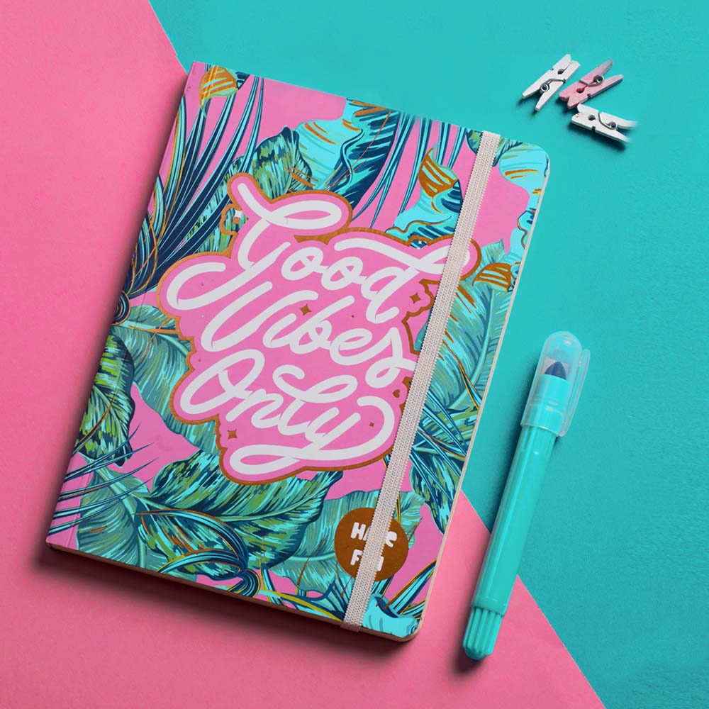 Fairuzy - Good Vibes Notebook With Rubber Band A6 Size