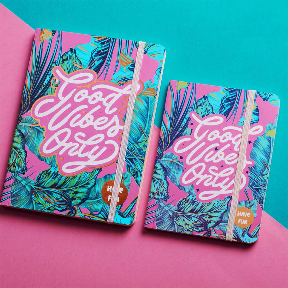 Fairuzy - Good Vibes Notebook With Rubber Band A6 Size