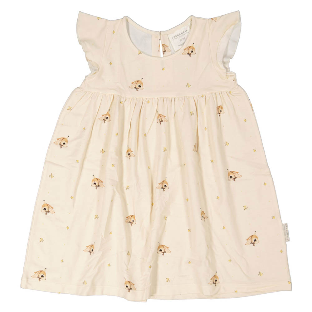 Geggamoja Bamboo Printed Frill Dress - Beige