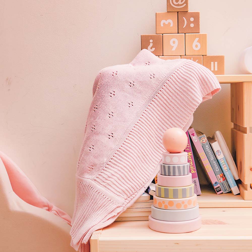 Elli Junior - Huge Knitted Blanket Organic Cotton - Pink