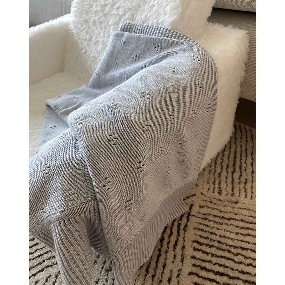 Elli Junior - Huge Knitted Blanket Organic Cotton - Grey