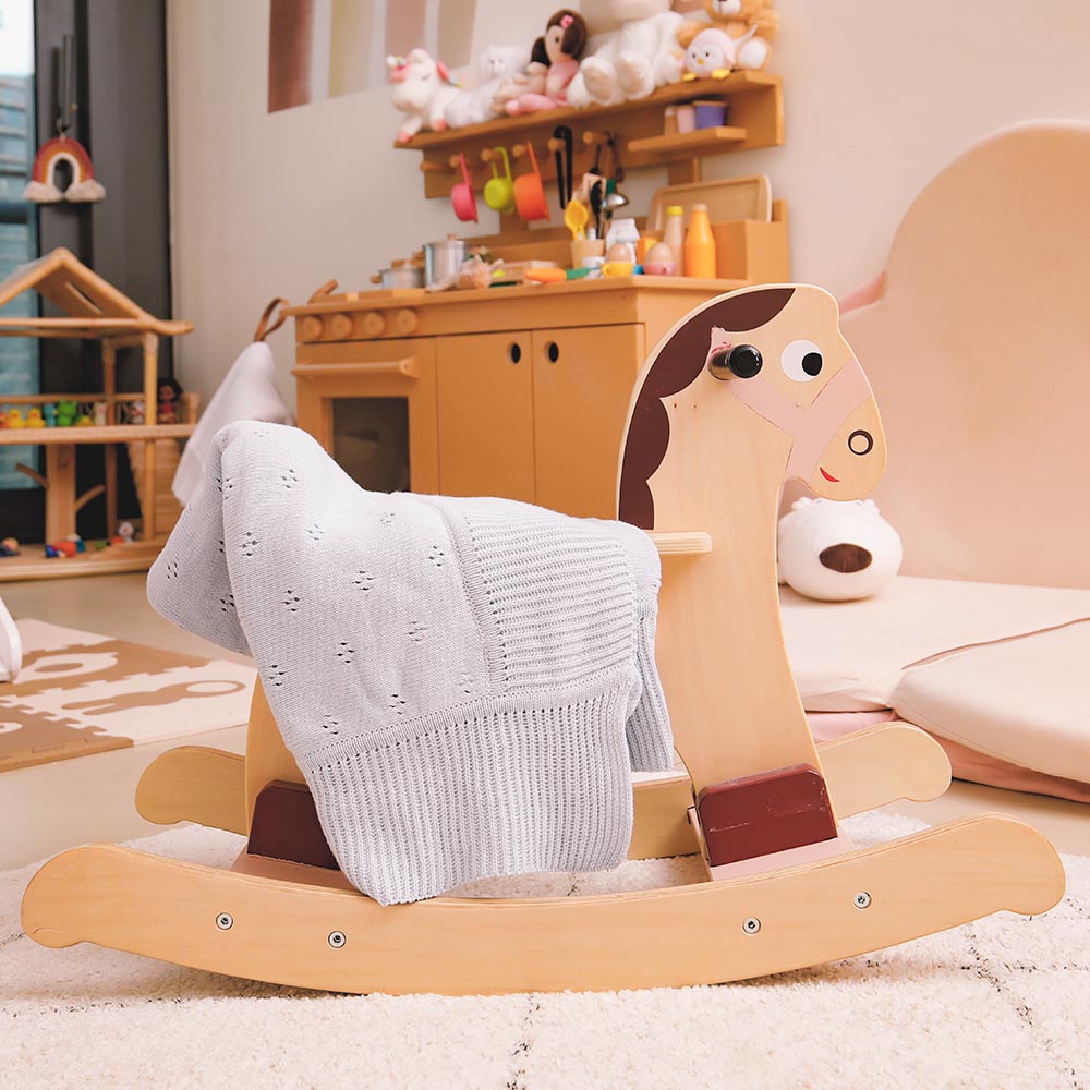 Elli Junior - Huge Knitted Blanket Organic Cotton - Grey