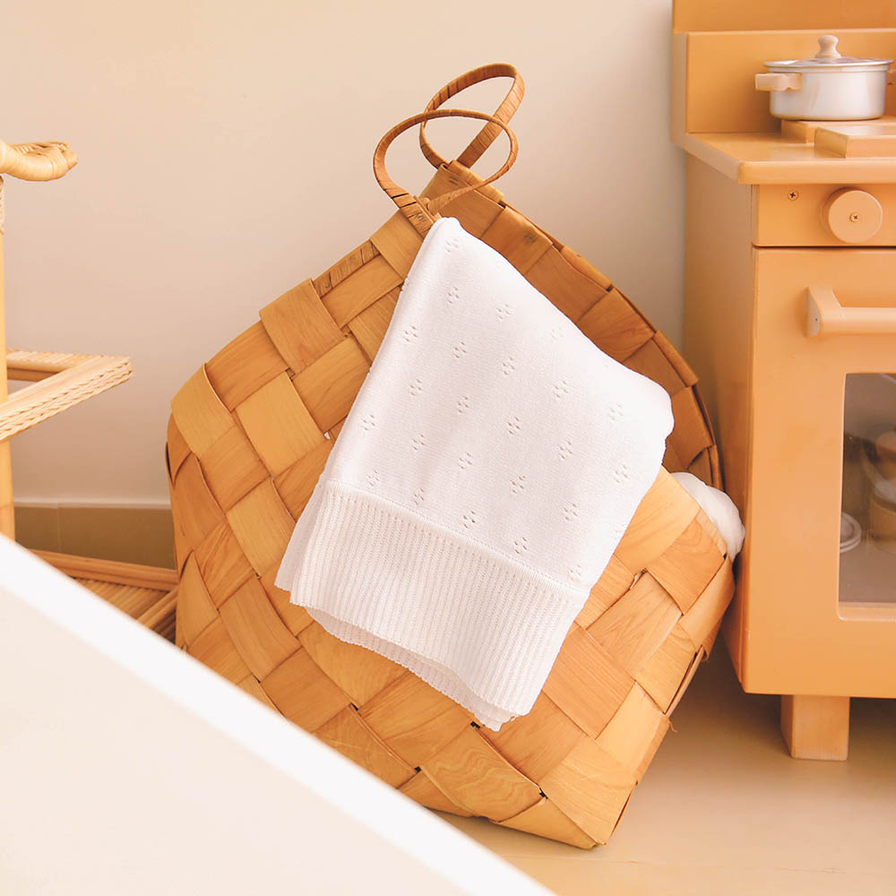 Elli Junior - Huge Knitted Blanket Organic Cotton - White