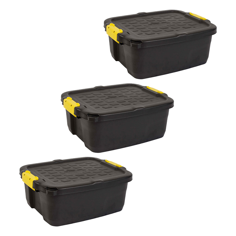 Strata - Heavy Duty 24L Storage Box 3pcs Set - Black