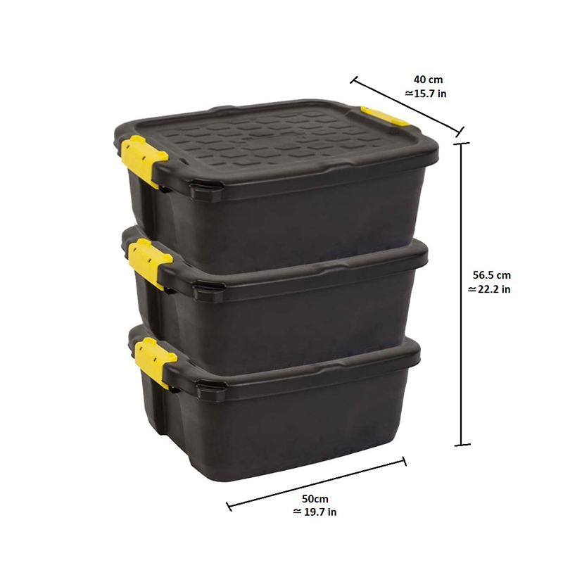 Strata - Heavy Duty 24L Storage Box 3pcs Set - Black