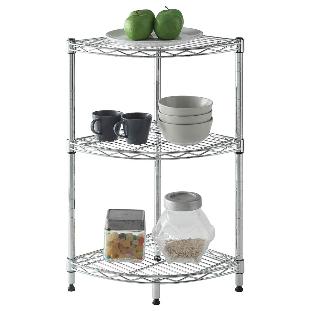 Cameltough - Corner Wire Rack 3 Shelf Chrome