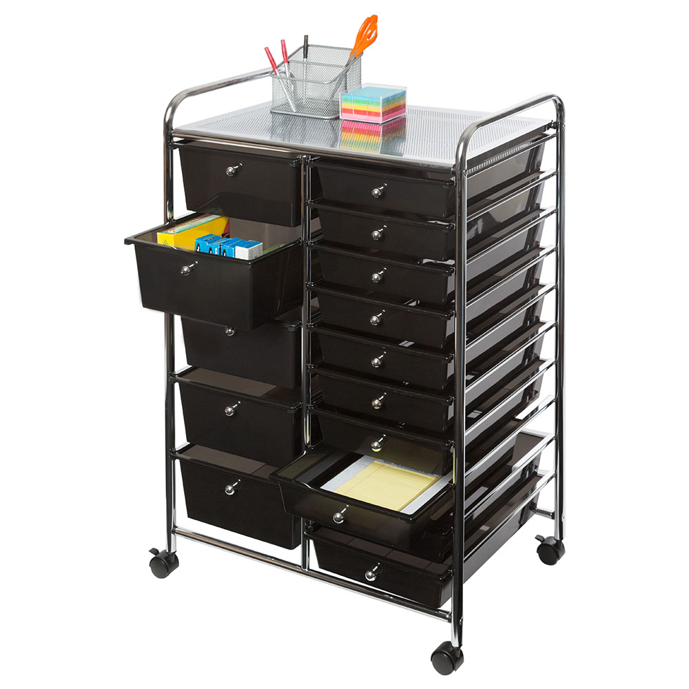 Zenments - 15-Drawer Organizer Cart - Black