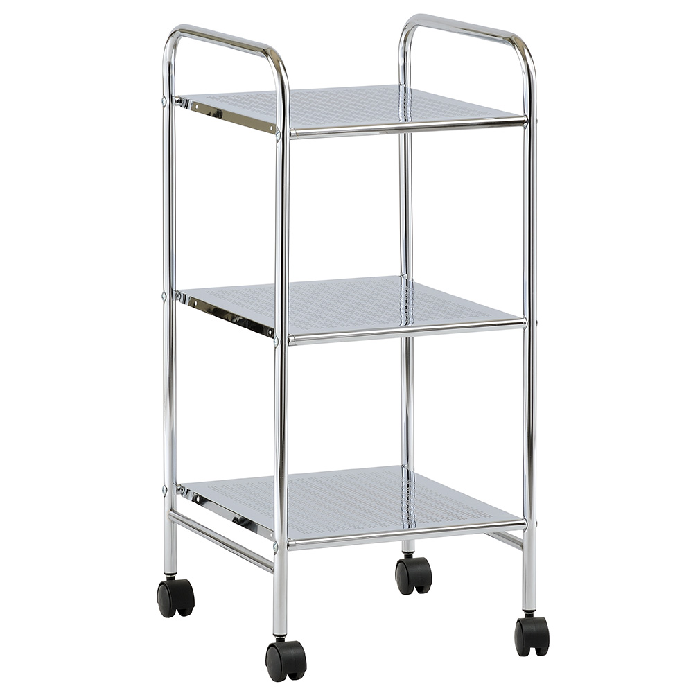 Zenments - 3-Tier Metal Shelf Trolley - Chrome