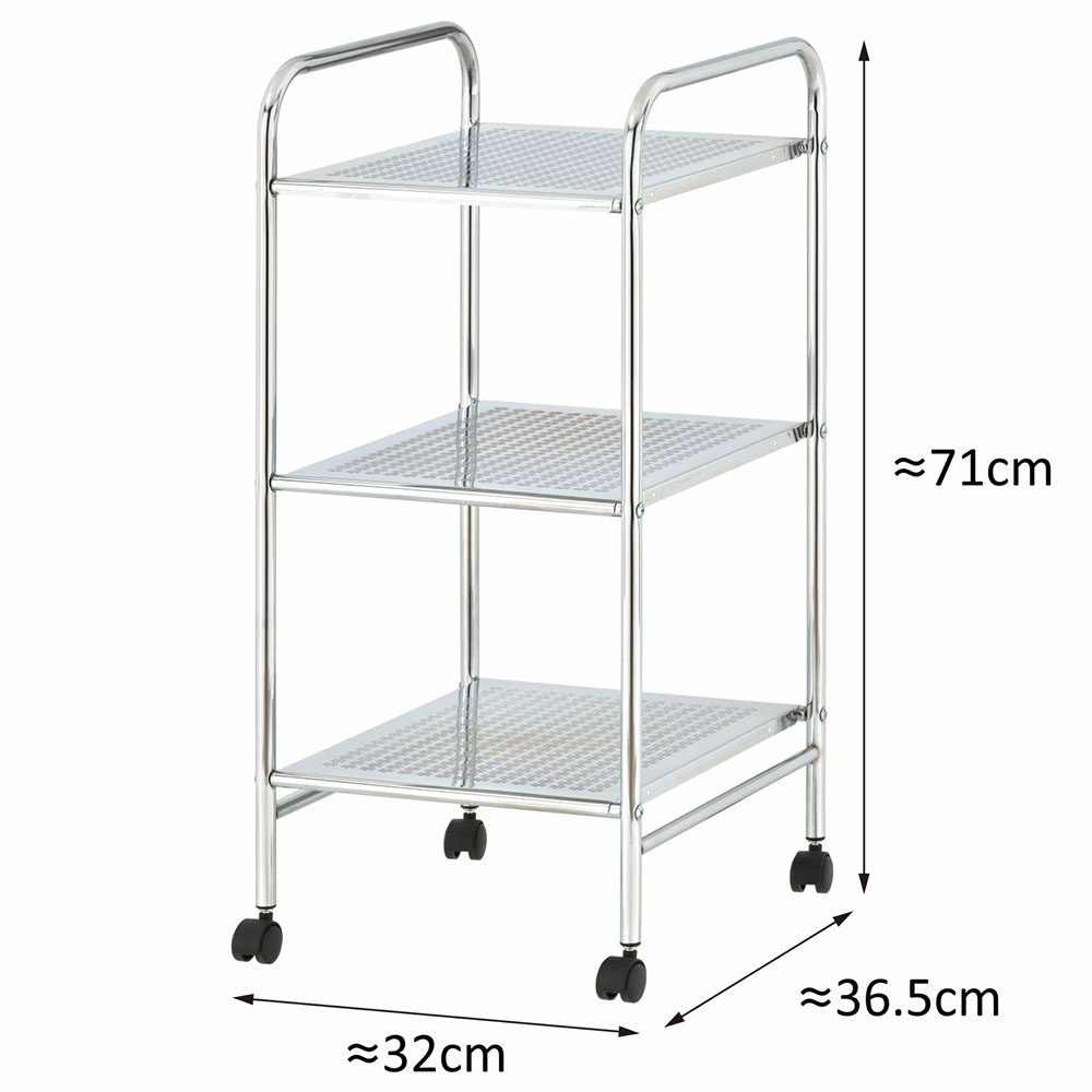 Zenments - 3-Tier Metal Shelf Trolley - Chrome