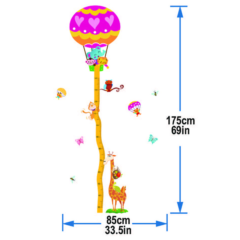 StickieArt - Hot Air Balloon Growth Chart Removable Stickers-Medium