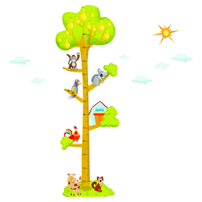 StickieArt - Animals On The Tree Growth Chart Removable Stickers-Medium