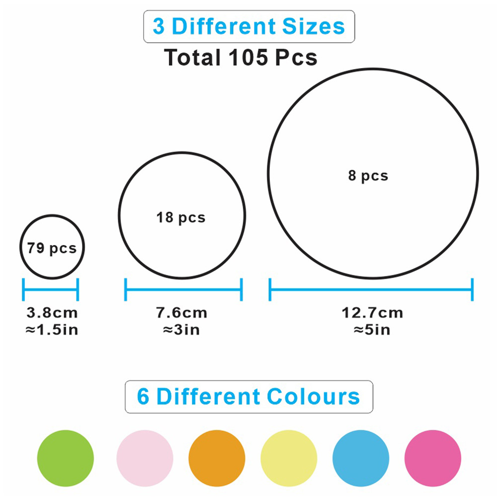 StickieArt - Pattern: Mixed Polka Dots Removable Stickers-Large