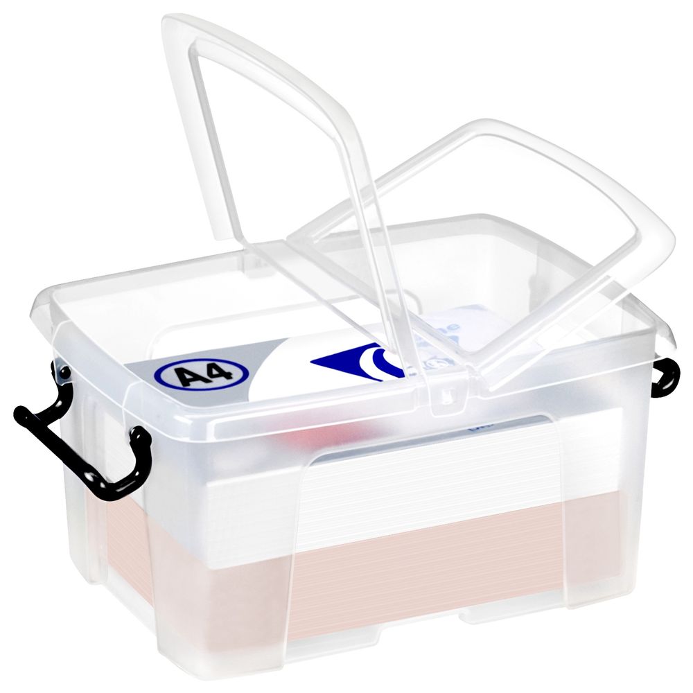 Strata - Storage Box With Lid & Handles 12L Made In UK - Clear