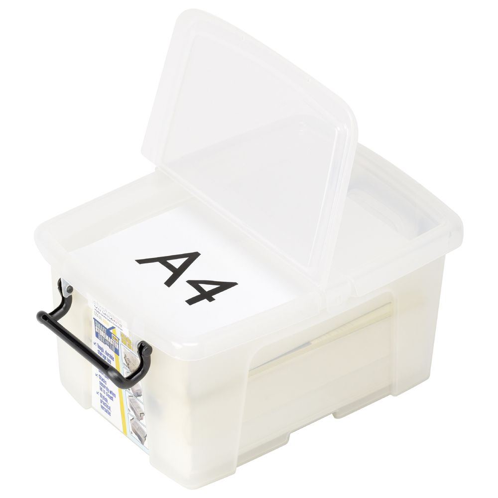 Strata - Storage Box With Lid & Handles 12L Made In UK - Clear
