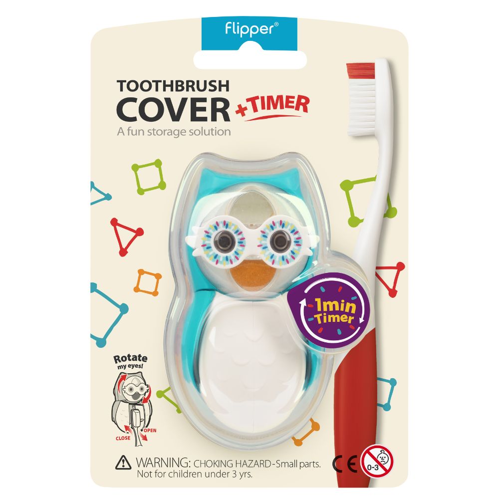 Flipper - Owl Smarty Toothbrush Holder With Timer - Blue