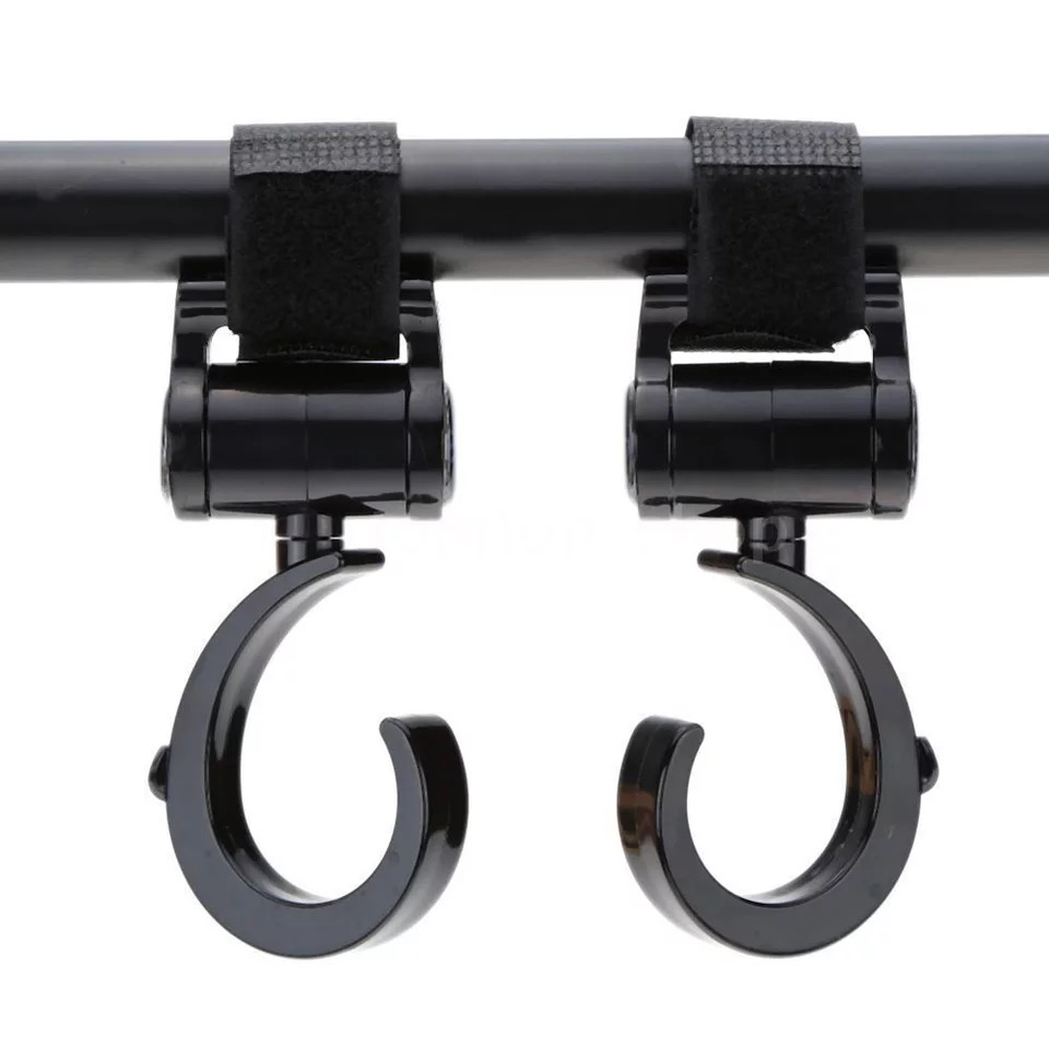 Pikkaboo - 2Pcs Multi Purpose 360 Swivel Stroller Hooks - Black - 2pcs