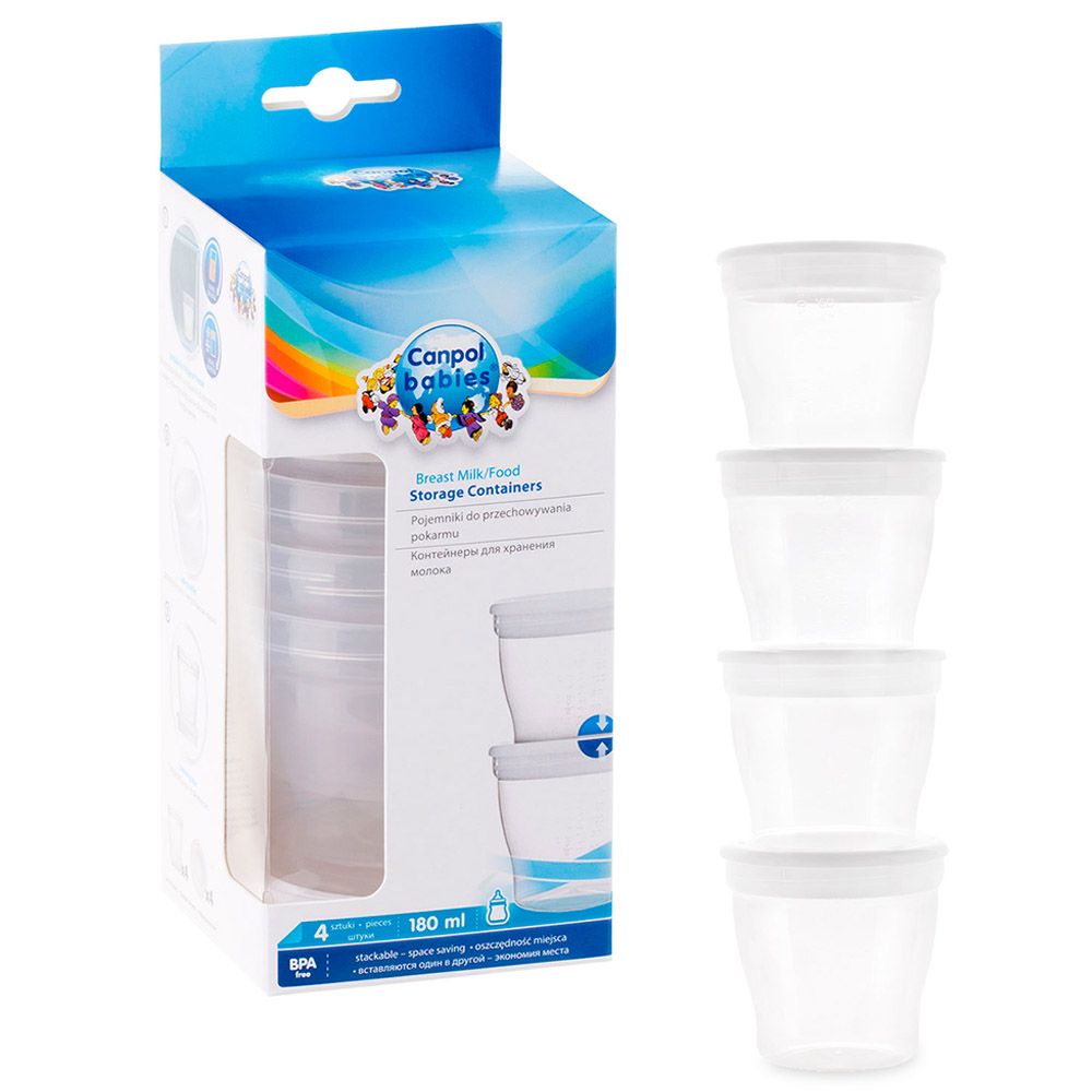 Canpol - Breast Milk Food Storage Container - Pack Of 4 - 180ml