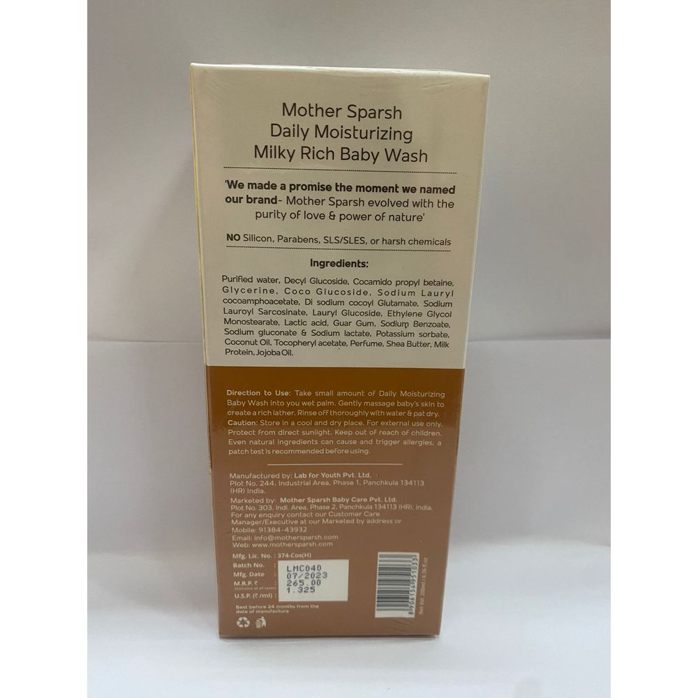 Mother Sparsh - Daily Moisturizing Milky Soft Baby Wash - 200 ml