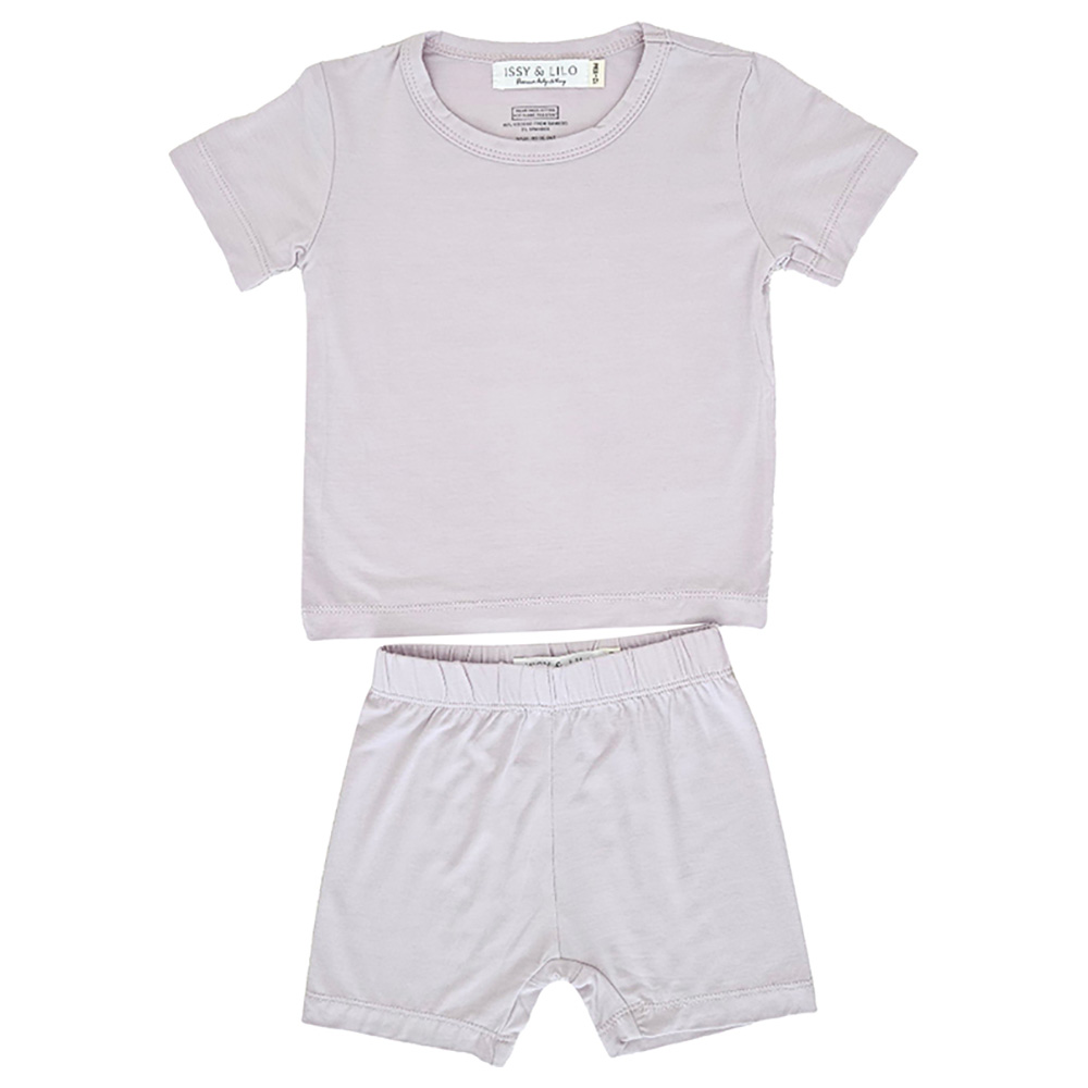 Issy & Lilo Short Sleeve Bamboo T-Shirt and Shorts - Lavender - 2 Pcs